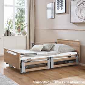 Pflegebett Regia, geteilte Seitengitter, Dekor Buche